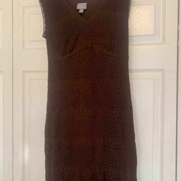 Rabbit Rabbit Rabbit Designs Brown Lace Lined Maxi Dress Size 8 - Picture 8 of 11